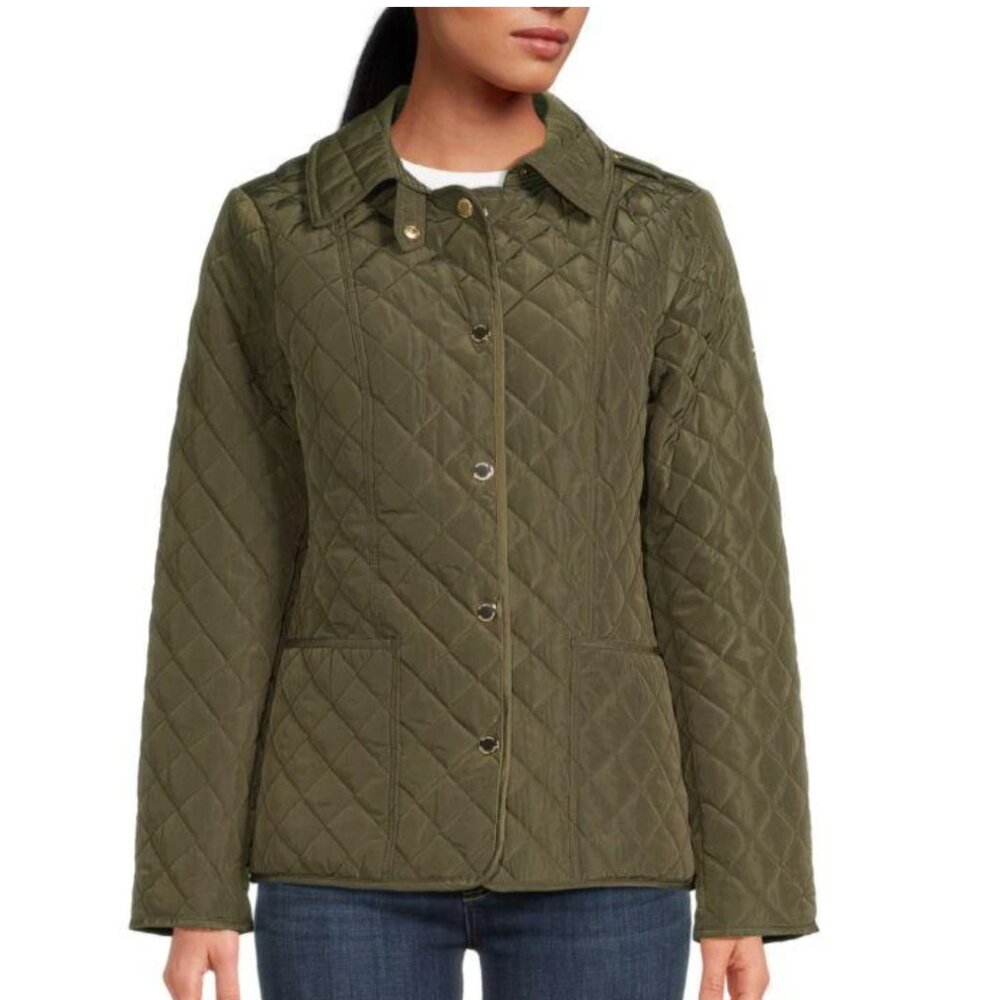 Michael Kors Missy Quilted Jacket - Olive Green XL
